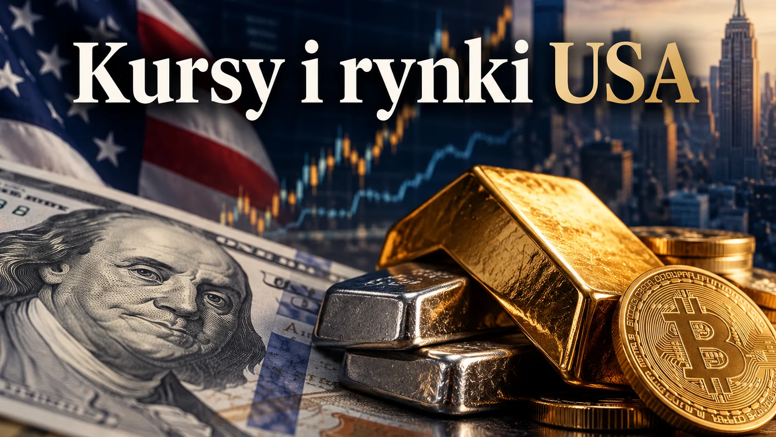 Kursy i rynki USA - dolar, złoto, srebro i Bitcoin