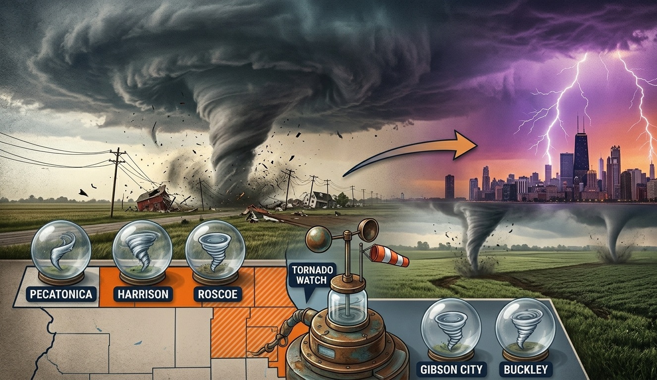 5 potwierdzonych tornad w stanie Illinois