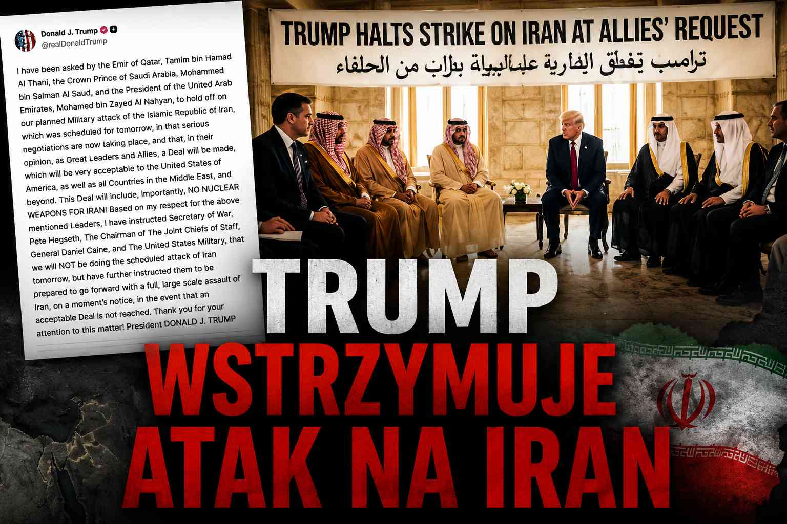 Trump wstrzymuje atak na Iran. „Negocjacje trwają, decyzja należy do sojuszników”