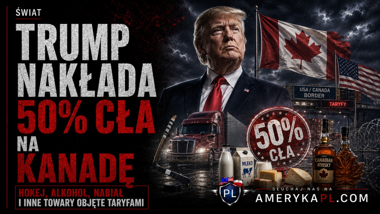 Trump nakłada 50-procentowe cła na część kanadyjskich produktów