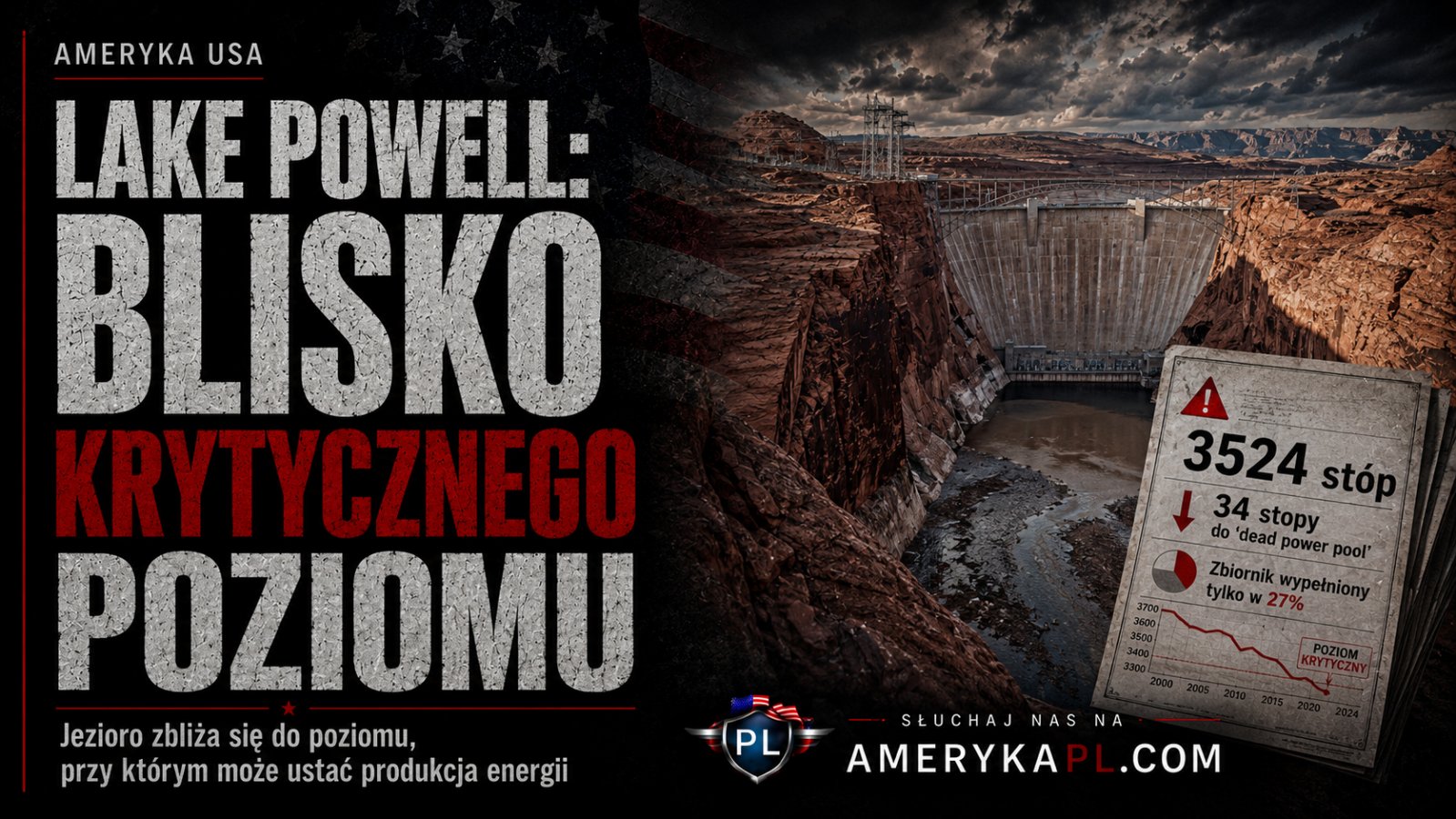 USA: Jezioro Powell zbliża się do krytycznego poziomu.