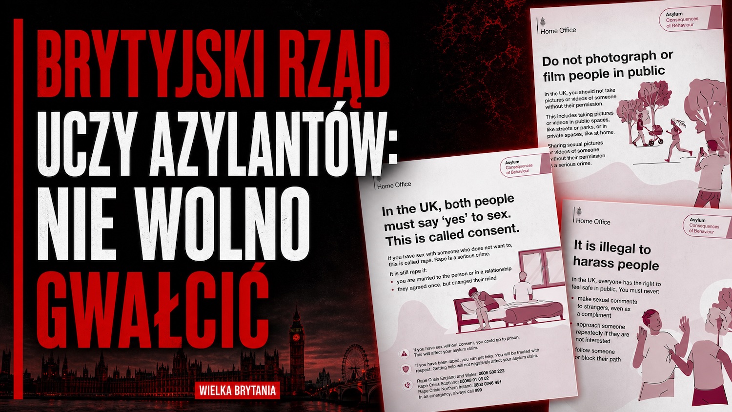 Brytyjskie MSW tłumaczy azylantom, czym jest gwałt. Powstała specjalna instrukcja