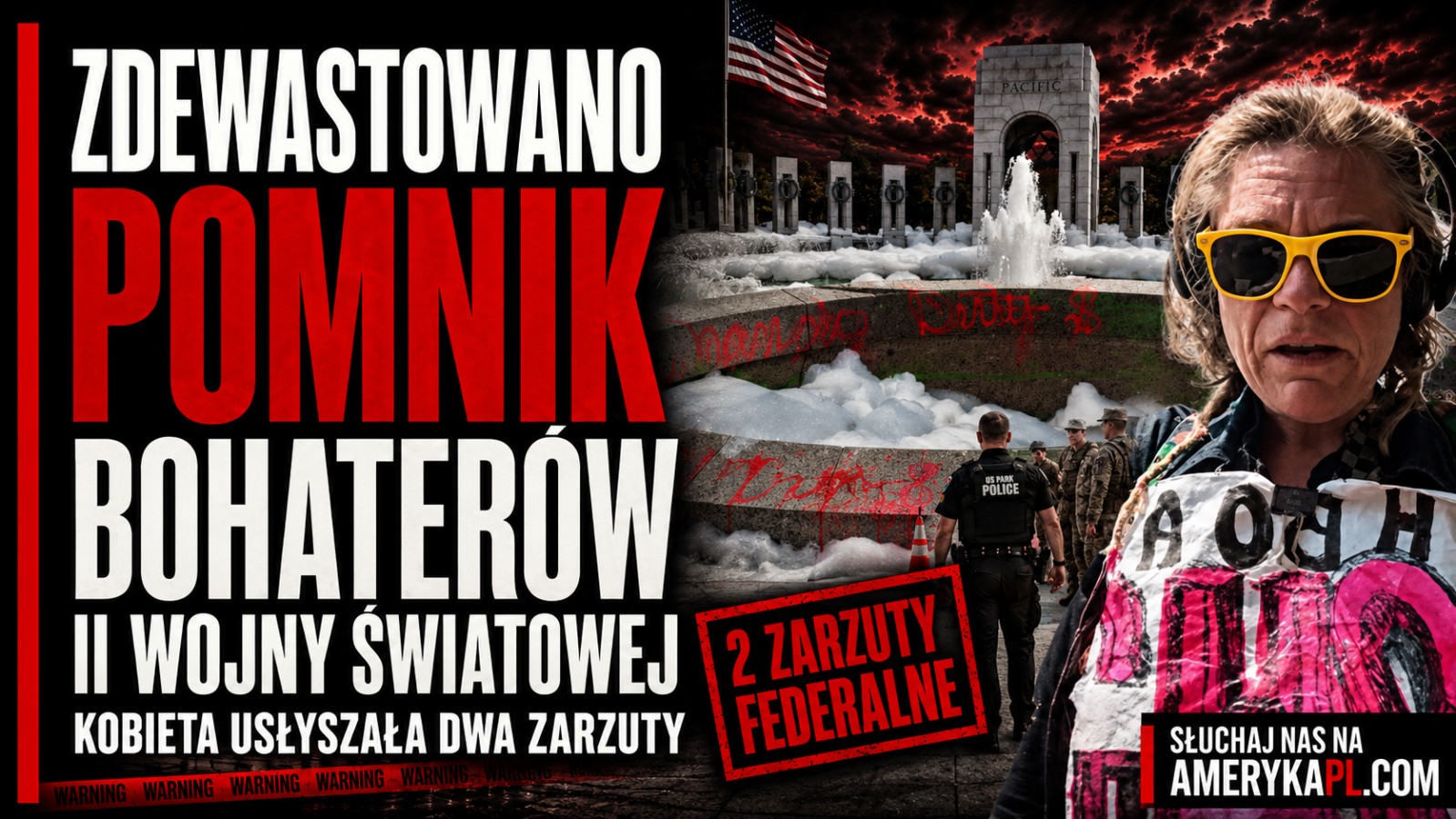 Zdewastowano pomnik bohaterów II wojny światowej w Waszyngtonie, są zarzuty