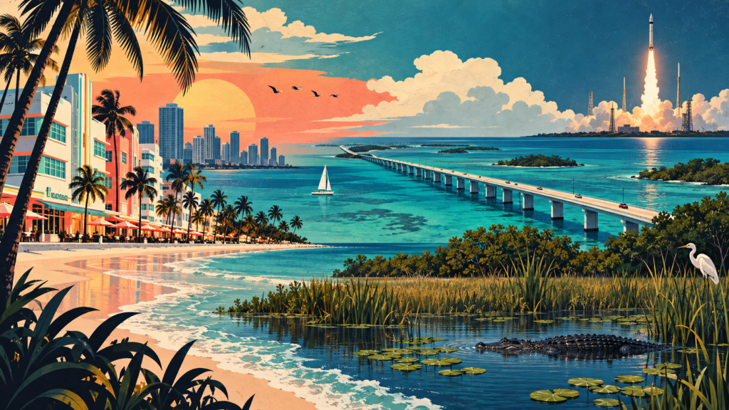 Floryda: atrakcje, plaże i praktyczny plan podróży — ilustracja