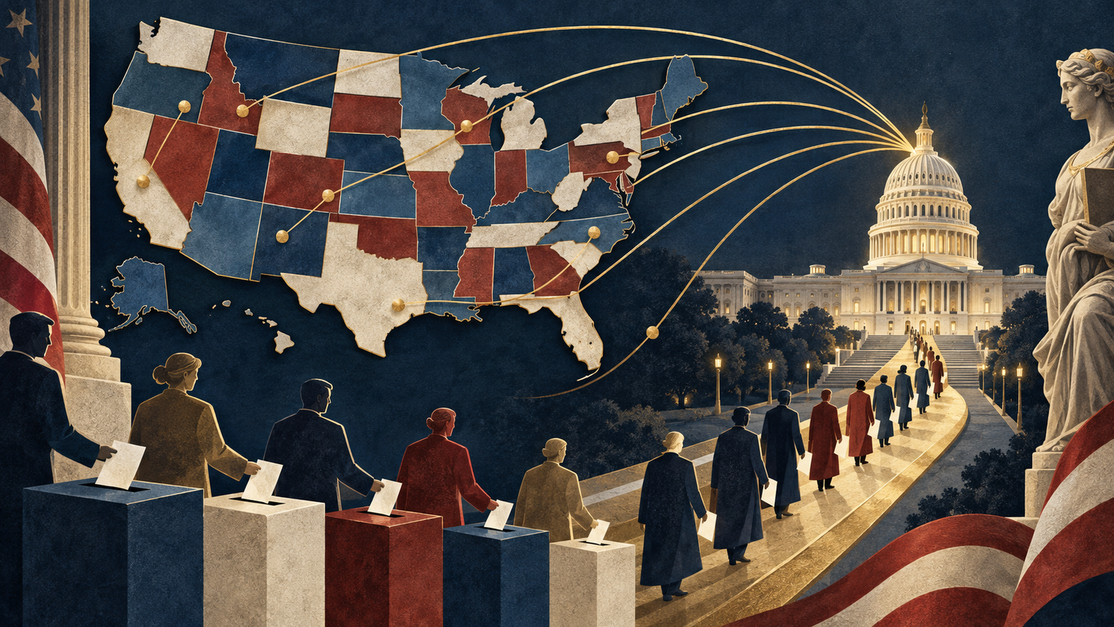 Kolegium Elektorów USA: jak działa wybór prezydenta — ilustracja
