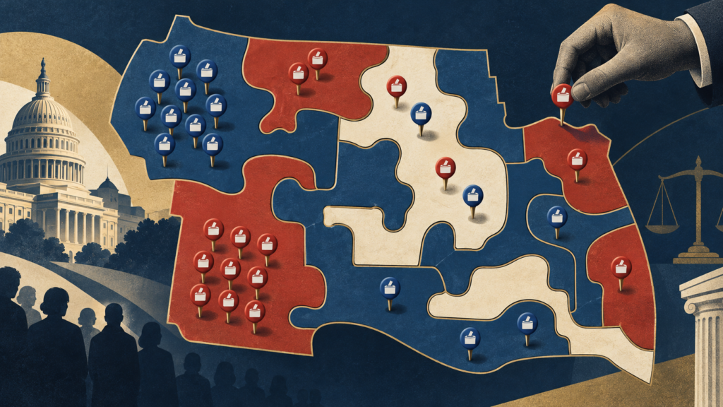 Gerrymandering w USA: czym jest i jak zmienia okręgi wyborcze — ilustracja