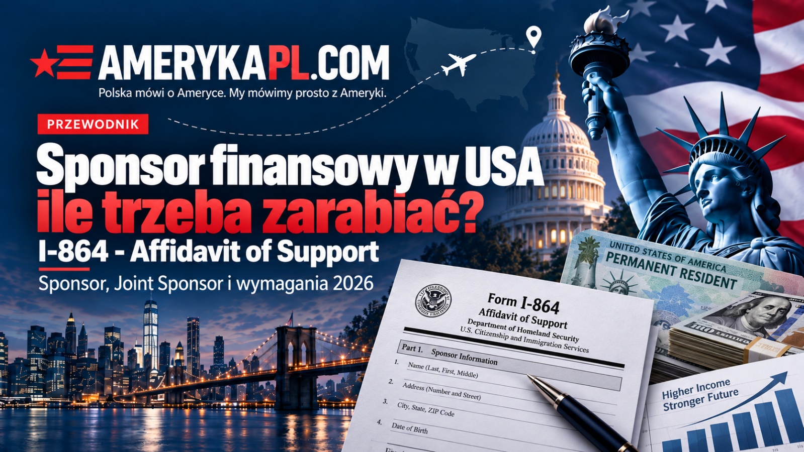 Sponsor finansowy w USA - Form I-864 Affidavit of Support, joint sponsor i wymagania dochodowe 2026 - AmerykaPL