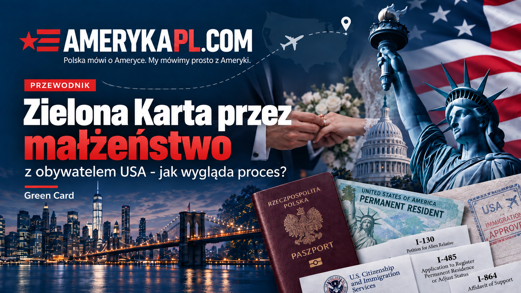 Zielona karta przez małżeństwo z obywatelem USA - Green Card po ślubie - przewodnik AmerykaPL