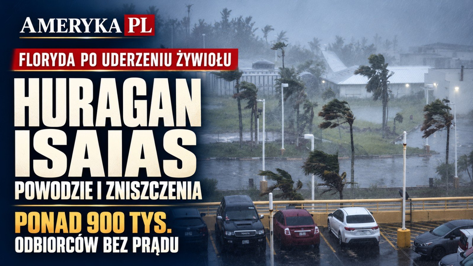 Isaias uderzył we Florydę. Powodzie, zniszczenia i ponad 900 tysięcy odbiorców bez prądu