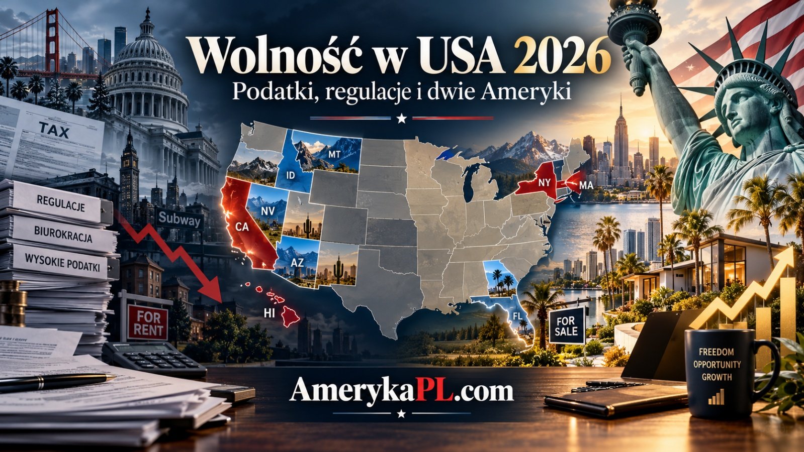 Wysokie podatki, mniej wolności. Nowy raport obnaża problemy demokratycznych stanów USA